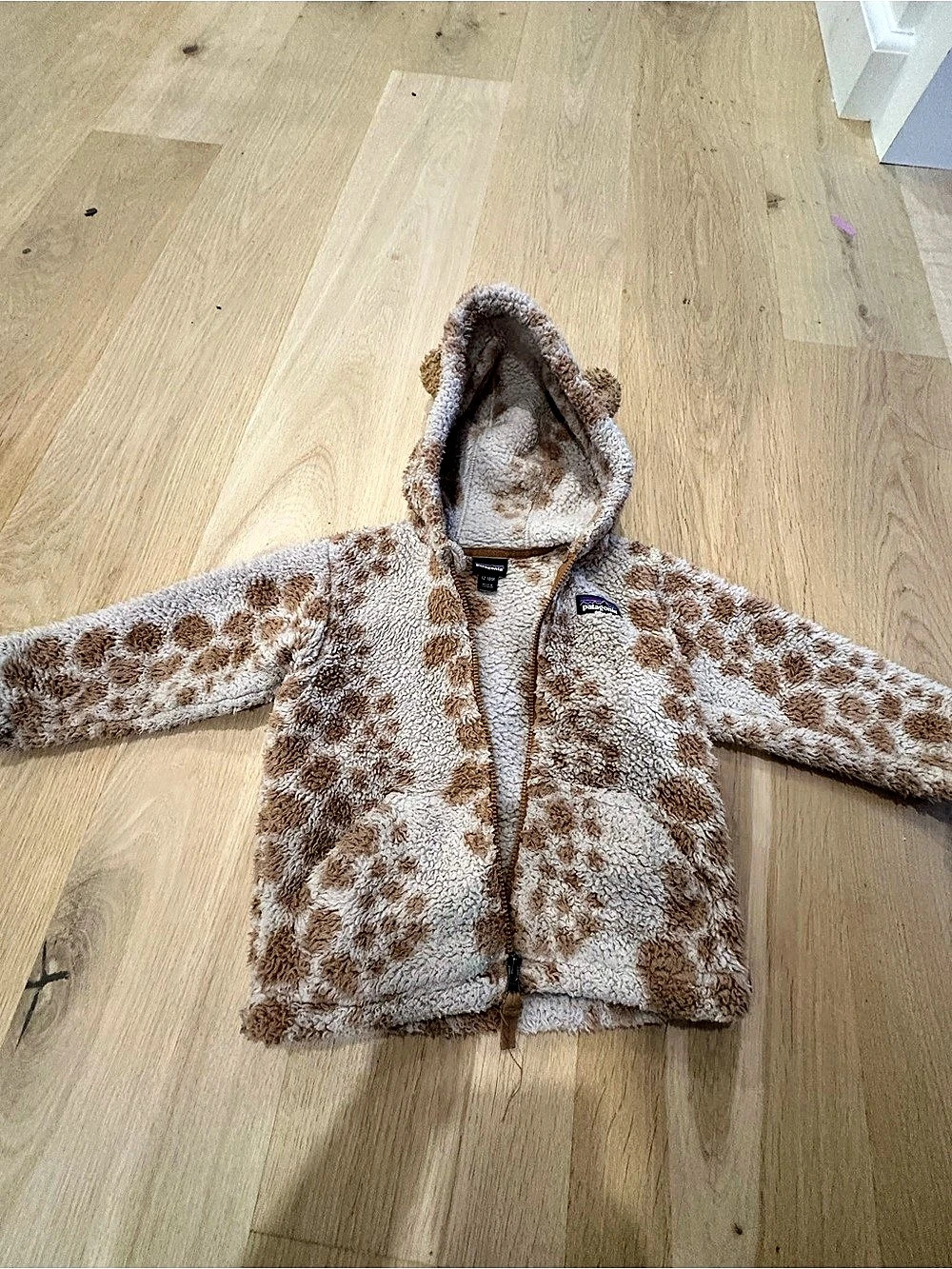Patagonia Baby Furry Friends Hoody Brown & White Size 12-18M